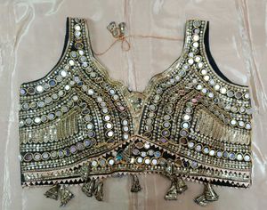 Black Sequins And Mirror Work Blouse