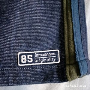 Denim Skirt with Striped Sides