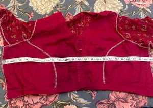 rose pink Printed Saree with blouse