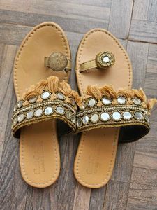 Ethnic Flats with Mirror Work