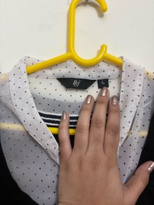 FIG Black Vest Top with Polka Dot Blouse