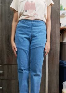 Comfy Light Wash Denim Pull-On Pants