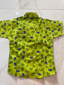 Lime Green Half Shirt 👕 Set With Jeans Shorts 🩳