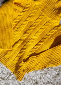 Yellow Cable Knit Sweater