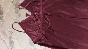Nighty Lace Satin Full Sleeves 2 PC