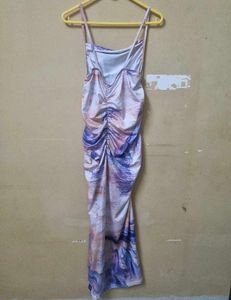 Abstract Printed Ruched Dress