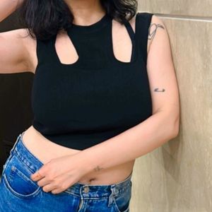 Black Cutout Tank Top