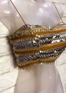 yellow thread work Blouse