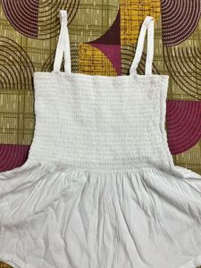 White Straped Smocked Top