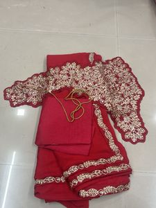 Red Embroidered Saree