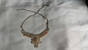 Elegant Gold-Plated Necklace with Stone Work