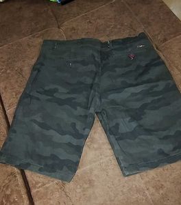 Showman Olive Green Cotton shorts
