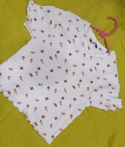 Floral Print Ruffle Trim Top