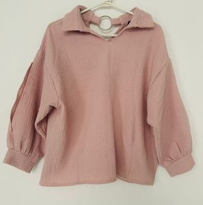 Pink Textured Ring-Back Top