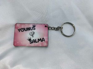 Customized Name Keychain Heart Square Shape