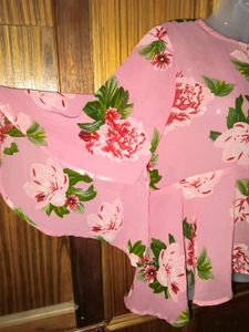 Pink Floral Layered Blouse