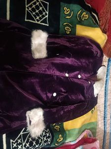 Purple Velvet Jacket w/ Fur Trim