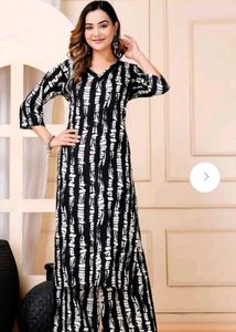 Shibori Black Cotton Straight Fit Kurta pant Set