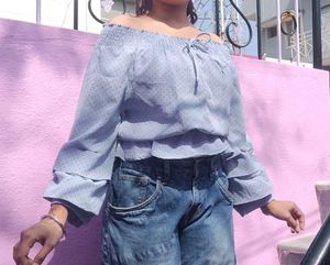 Chic Blue Polka Dot Top