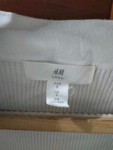 H&amp;M White Old Money Ribbed Top