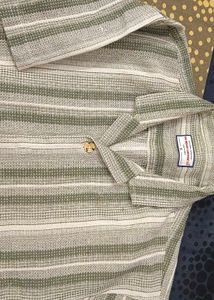 Striped Casual Green White Check Shirt