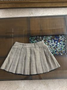 Brown Plaid Mini Skirt