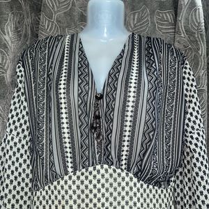 Patterned Black &amp; White Dress