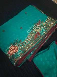 Designer Saree With Stiched Blouse
