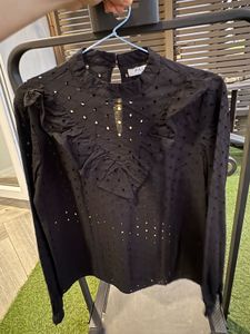 PIECES Black Ruffle Blouse