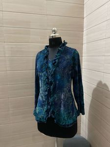 y2k korean vintage Ruffled Velvet top