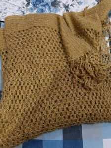 Woolen Fancy Shall Stall Full Size Tan Colour.
