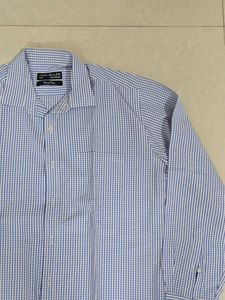 Men&#39;s Blue Checked White Shirt
