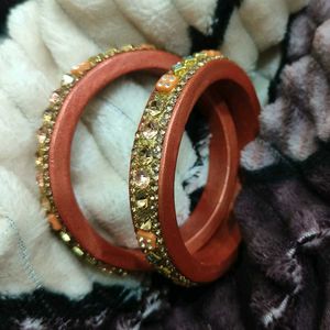 Colorful Lac Bangle Set combo of 3