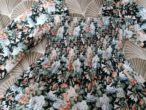 Floral Printed Top With Bow On Centre