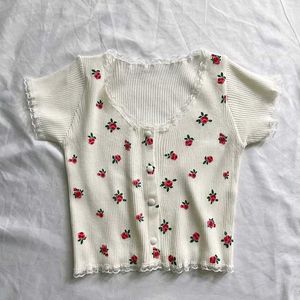 Floral Ribbed Knit Top