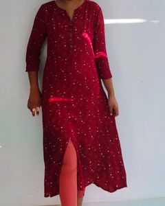 Red Floral Kurta