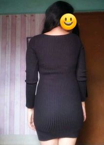 Black Ribbed Knit Dress