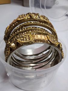 Stone Work Metal Bangles