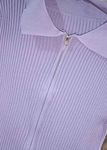 Lilac Luxe Zip Polo Tee