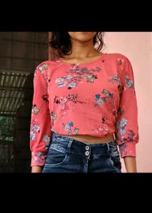 Floral Print Top With Denim Jeans