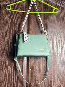 Mint Green Handbag with Polka Dot Scarf