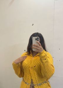 Yellow Knit Cardigan