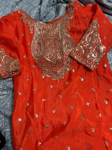 Orange Embroidered Kurta