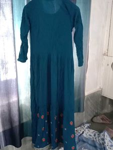 Embroidered Teal Maxi Dress