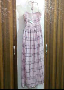 Pink Plaid Maxi Dress