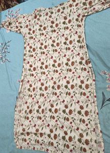 Cream And Peach Kurthi Set