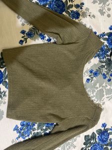 Olive Green Knotted Crop Top