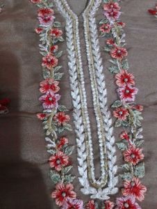 Elegant Embroidered Brown Salwar Kameez