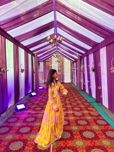 Yellow &amp; Lilac Lehenga Choli Set