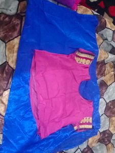 Pink &amp; Blue lehenga Saree Blouse Piece